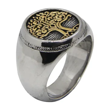 Rany&Roy Най-новият златен пръстен 316L неръждаема стомана модни бижута пънк стил дърво пръстен