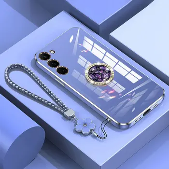 S 24 23 22 Калъф за луксозен диамантен пръстен за Samsung galaxy S24 S23 Plus Note20 Ultra телефон случай с ремък обшивка случаи S24