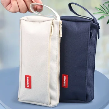 Simple платно молив чанти двуслойни голям капацитет молив чанти студент канцеларски чанти училище офис консумативи