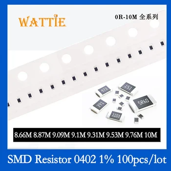 SMD резистор 0402 1% 8.66M 8.87M 9.09M 9.1M 9.31M 9.53M 9.76M 10M 100PCS / партида чип резистори 1 / 16W 1.0mm * 0.5mm