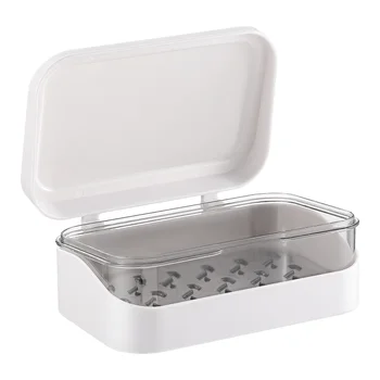 Soap Dish Container Държач за баня Мивка Гъба Кръгла дренажна Travel Case за бар White Abs на
