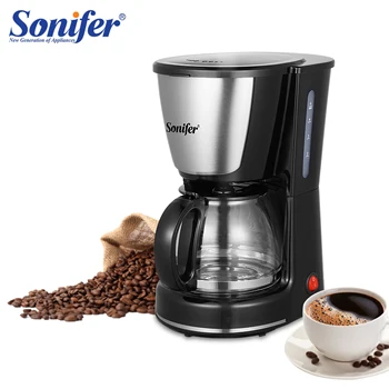 Sonifer 0.75L Електрическа капкова кафемашина 1000W Домакинска кафе машина 6 чаша чай кафеварка Млечна кафемашина за подарък