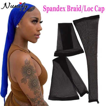 Spandex плитка / Loc капачка за кок черен чорап плитка цилиндър за Topknot 70cm ръкав за коса за защитни дълги плитки Locs & Weaves