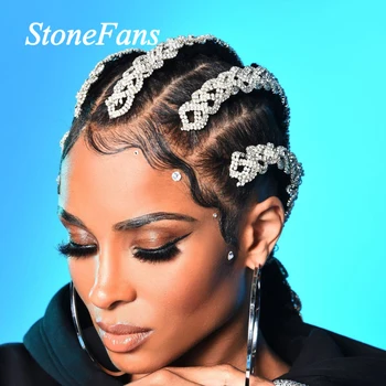 Stonefans мода кристал верига щифт за коса клипове аксесоари за жени индийски булчински коса плитка декорация сватба бижута подарък