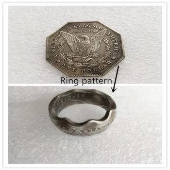 US Morgan долар сребърно покритие монета пръстен ръчно изработени в размери 8-16