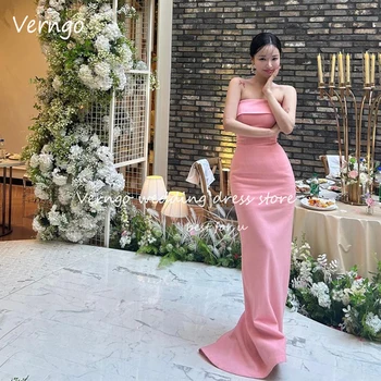 Verngo Simple Blush Pink Mermaid Официални вечерни рокли Корея Femme без презрамки дължина на пода елегантен парти абитуриентски рокли повод