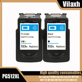 Vilaxh съвместим PG512 CL513 за Canon pg 512 cl 513 касета с мастило за Pixma MP230 MP250 MP240 MP270 MP480 MX350 IP2700 принтер