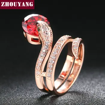 ZHOUYANG Най-високо качество ZYR150 змия шоу топчета пръстен розово злато цвят австрийски кристали пълни размери