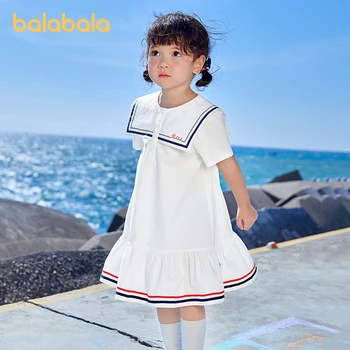 Балабала Детска момиче рокля лято 2023 Нова тъмноморска шия сладка рокля