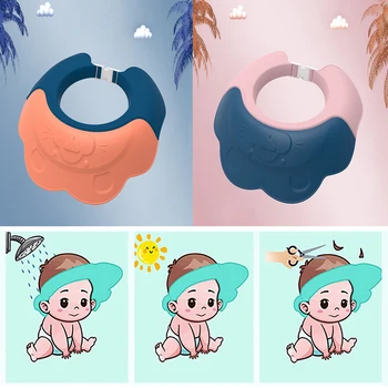 Бебешка шапка за душ Водоустойчива защита на ушите Капак на главата Визьор за вана Силиконова бебешка капачка за баня Шампоан щит за новородено|Бебе Ница