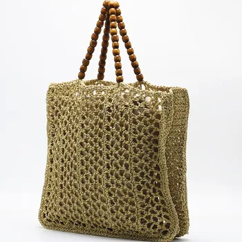 Бохемски кухи тъкани чанта форма на пръчки дръжка чанти лято слама чанта Бали пътуване ратан чанти за жени 2023 рамо чанти купувач