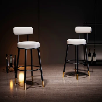 Висококачествени кожени бар столове Модерен водоустойчив удобен дизайнерски скандинавски стол бял минималистичен Barkrukken мебели за дома