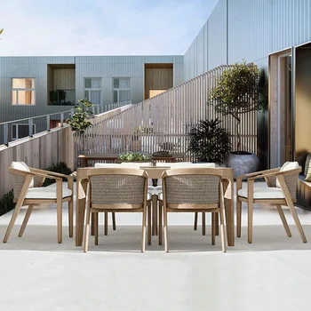 Външна маса и столове, двор, открита тераса за отдих, водоустойчив и слънцезащитен крем, външна слънчева стая