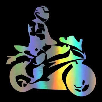 Горещ отразяващ мотоциклетист на борда стикери за кола и стикер творчески броня прозорец мотоциклет капак драскотина апликация KK15 * 15cm