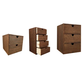 Дървена кутия за съхранение чекмедже дървен скрин бижута козметика организатор офис декорация дома кутия за съхранение