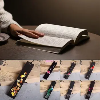 Дървена отметка Висококачествена абанос китайски стил книга клип ретро дърворезба цвят боядисани страниране марка учители