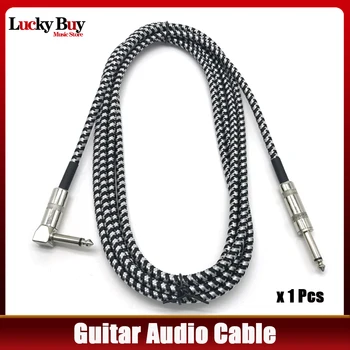Електрически китарен аудио кабел 6M 3 метра бас китара кабел жак кабел 1/4 инча прав към ъгъл щепсел кабел