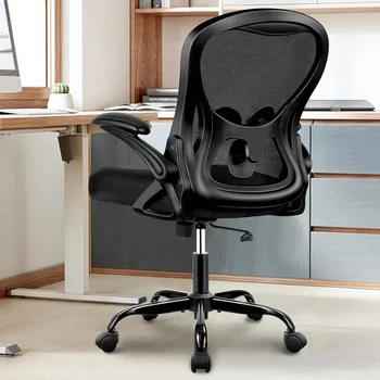 Ергономичен мрежест компютърен стол Домашен офис бюро столове, въртящ се стол за задачи Mid Back дишащ подвижен стол