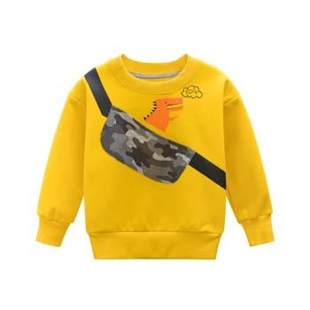 есен зима бебе момчета облекло деца случайни писмо динозавър сгъсти кадифе тениска детски дълъг ръкав топли дрехи