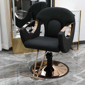 Естетични бръснарски столове Лицеви въртящи се фотьойли Суета Професионален метален бръснарски стол Бръснарница Silla Barberia Луксозни мебели