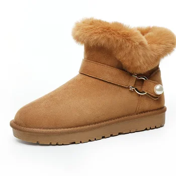 Жените поддържат топло на открито сняг ботуши удобни високи глезена момичета мода термични обувки ежедневно кожа вътре ботуши сняг обувки