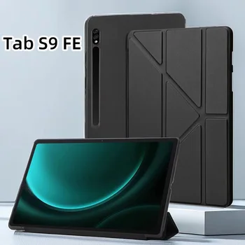 За Samsung Galaxy Tab S9 FE Case 10.9 инчов SM-X510 S9FE+ 12.4 2023 S9 FE 10.9 PU кожен мек силиконов калъф Автоматично заспиване/събуждане