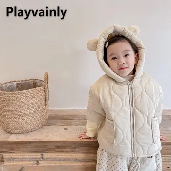 Зимни момичета палто корейски стил дълги ръкави удебелени памучни подплатени дрехи топло палто с качулка детски връхни дрехи E21859