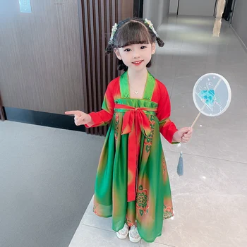 китайски стил деца традиционен Cheongsam костюм рокля момичета флорални Qipao отгоре Китай принцеса партия елегантна рокля за 2-10 години