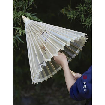 Класически чадър от маслена хартия Защита от дъжд и слънце Чист ръчно изработен китайски древен чадър Ханфу танцов реквизит чадър подарък