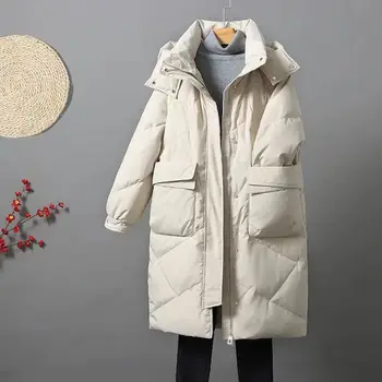 корейски жени хлабав парки зимата сгъстяване с качулка памук подплатени палто сняг износване топло ветровка извънгабаритни случайни нови Chaqueta A35