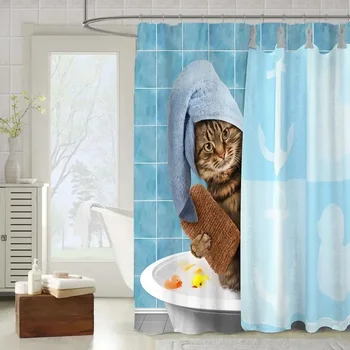 котка/куче Завеси за душ Водоустойчив полиестерен плат Завеса за баня с куки завеса за баня душ завеса
