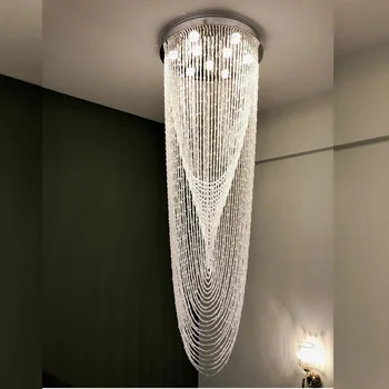 Красива стълбищна лампа кристален полилей кръгла педантна лампа за вила лоби хол Winfordo осветление