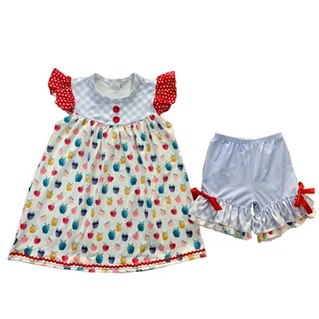 Летни момичета облекло най-новия дизайн бебе момиче обратно в училище детски дрехи високо качество бутиков молив раирани дрехи