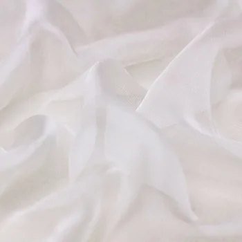 Луксозен тънък тюл Soie Fabric 100% естествена коприна шифон 6 мама ширина 140 см сватбена рокля материал бял цвят 2147
