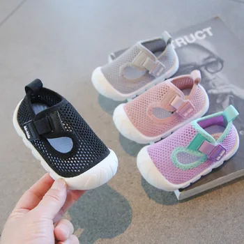 Лято Нови бебешки обувки за малки деца Меко дъно Неплъзгащи се дишащи сандали за бебета Плетени мрежести повърхностни обувки 1-3 години 2 Bea