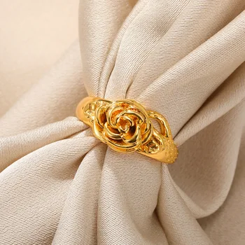 Модни розови цветни пръстени за жени метални пръстени от неръждаема стомана тенденция дизайн реколта сватбени бижута подарък