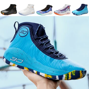 Мъжки баскетболни обувки Дишаща омекотяване Неплъзгащи се носими спортни обувки Фитнес обучение Спортни маратонки за жени