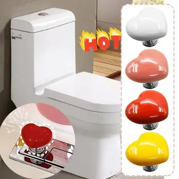 Нов универсален бутон за тоалетна резервоар с форма на сърце Цветен пластмасов бутон за тоалетна тоалетна Творчески спестяващ труд бутон за тоалетна резервоар