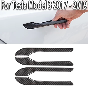 Нова врата дръжка капак обвивка комплект протектор стикер Decal въглеродни влакна за Tesla модел 3 2017 2018 2019