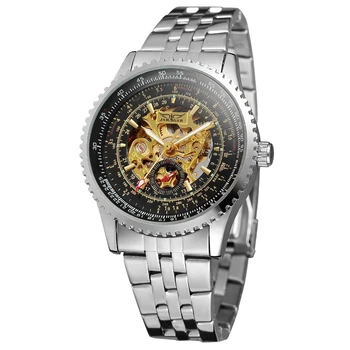 Нова мода Мъжки механичен часовник Водоустойчив скелет Автоматични механични часовници Мъже Луксозен Топ Марка Самонавиващ се ръчен часовник