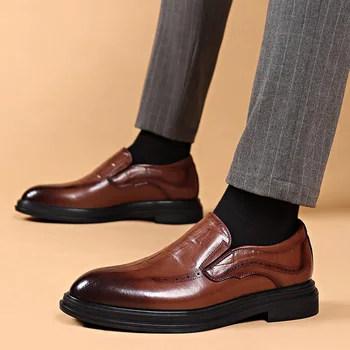 Нови мъжки ръчно изработени мокасини, вол, ежедневни официални обувки от естествена кожа, мъжки обувки от естествена кожа, товарни работни обувки, бизнес 38-44