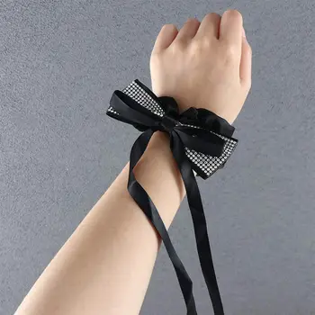 Новогодишен подарък женски черен за момичета лък възел ластици конска опашка притежателя жени плюшени коса пръстен корейски стил коса въже