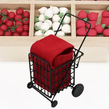 Новост симулация количка за пазаруване миниатюрни малки мини пазарска количка миниатюрни 1/12 мащаб