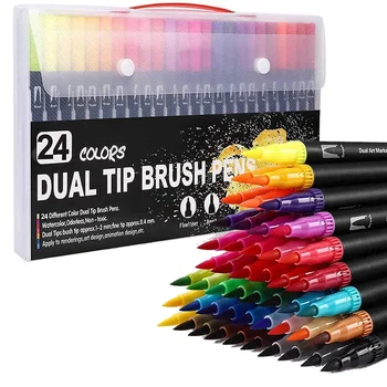 Оцветяващи писалки Химикалки с двойна четка Флумастери Арт маркери Рисуване, Живопис, Калиграфия, Книги за оцветяване