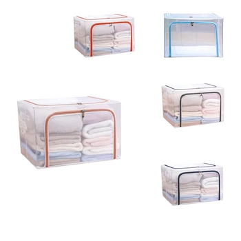 Плат дрехи стоманена рамка прозрачна кутия за съхранение легло лист одеяло възглавница багажник за обувки контейнер сгъваем случай за съхранение