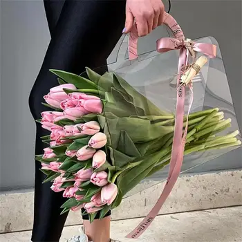Подаръчна торбичка за домашни любимци Безопасна опаковка Обща употреба Издръжлив Pvc материал Моден модел дизайн Стилен и практичен букет чанта преносим