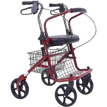 Преносими възрастни колички за пазаруване със спирачка, могат да заредят 100KG, сгъваеми възрастни инвалидни колички Rollator Walker