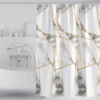 Прост и удебелен водоустойчив душ завеса полиестер душ завеса водоустойчива завеса мрамориране за баня