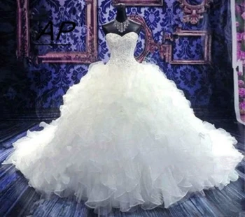 Реални снимки топка рокля сватбени рокли Myriam Fares Sweetheart Organza Висококачествена булчинска булчинска рокля Мода Vestido De Novia