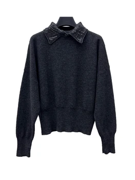 Ревера пуловер моден темперамент проста личност случайни удобни 2024 есен и зима нови 0105